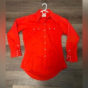 Vtg Rockmount Ranch Wear Tru-West Pearl Snap Shirt Red USA Men's Size Small